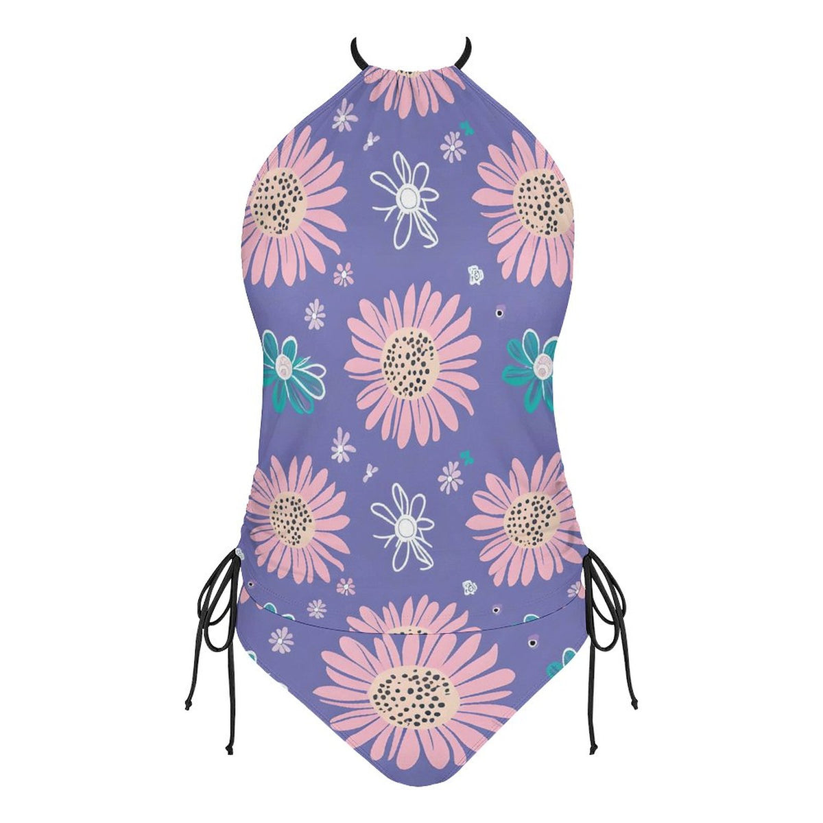 2-Piece Women's Tankini Set with High Neck Halter Top