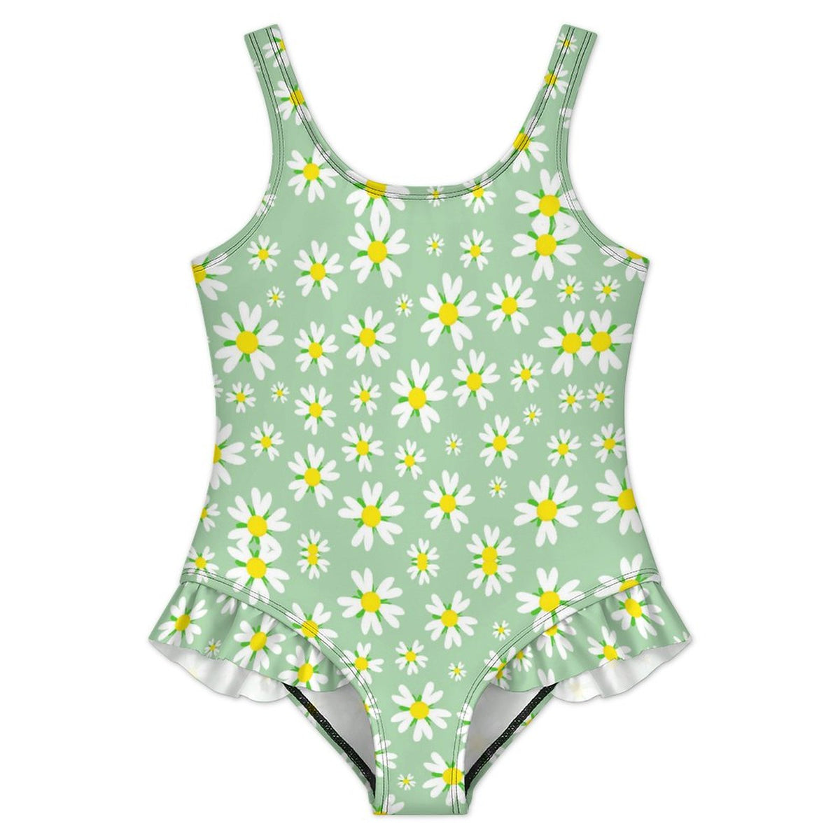 Girls Ruffle Trim One Piece Swimwear