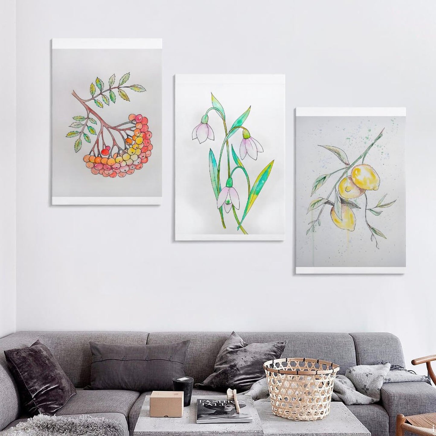 Vertical Framed Wall - Fruit and Flowers