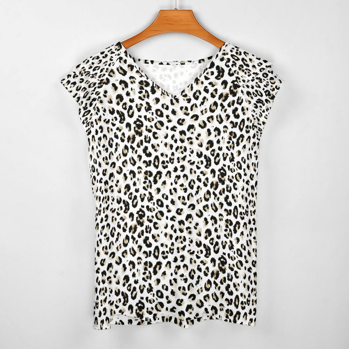 Cooling Polyester Ruffle V-Neck T-Shirt