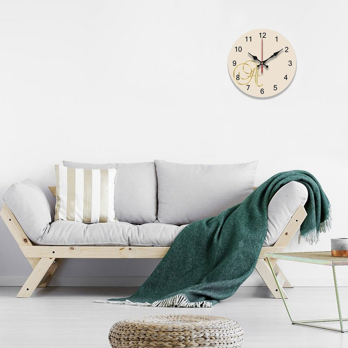 Concise Silent Wooden Wall Clock-9.84"x9.84"/ 25x25cm - Letter A