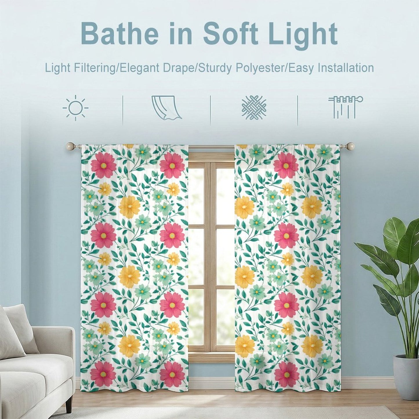 Sheer Curtain Flowers