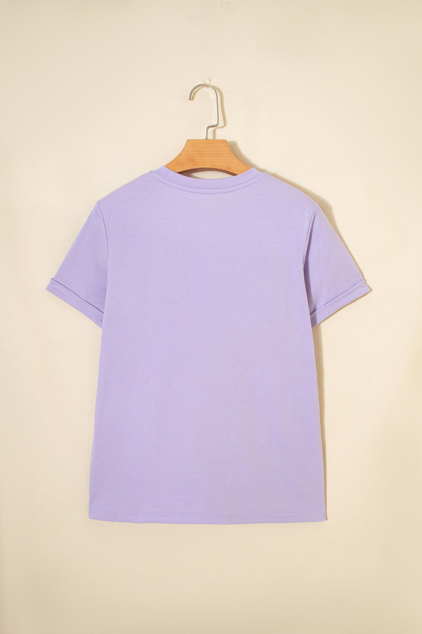 Orchid Petal Casual Plain Crew Neck Tee