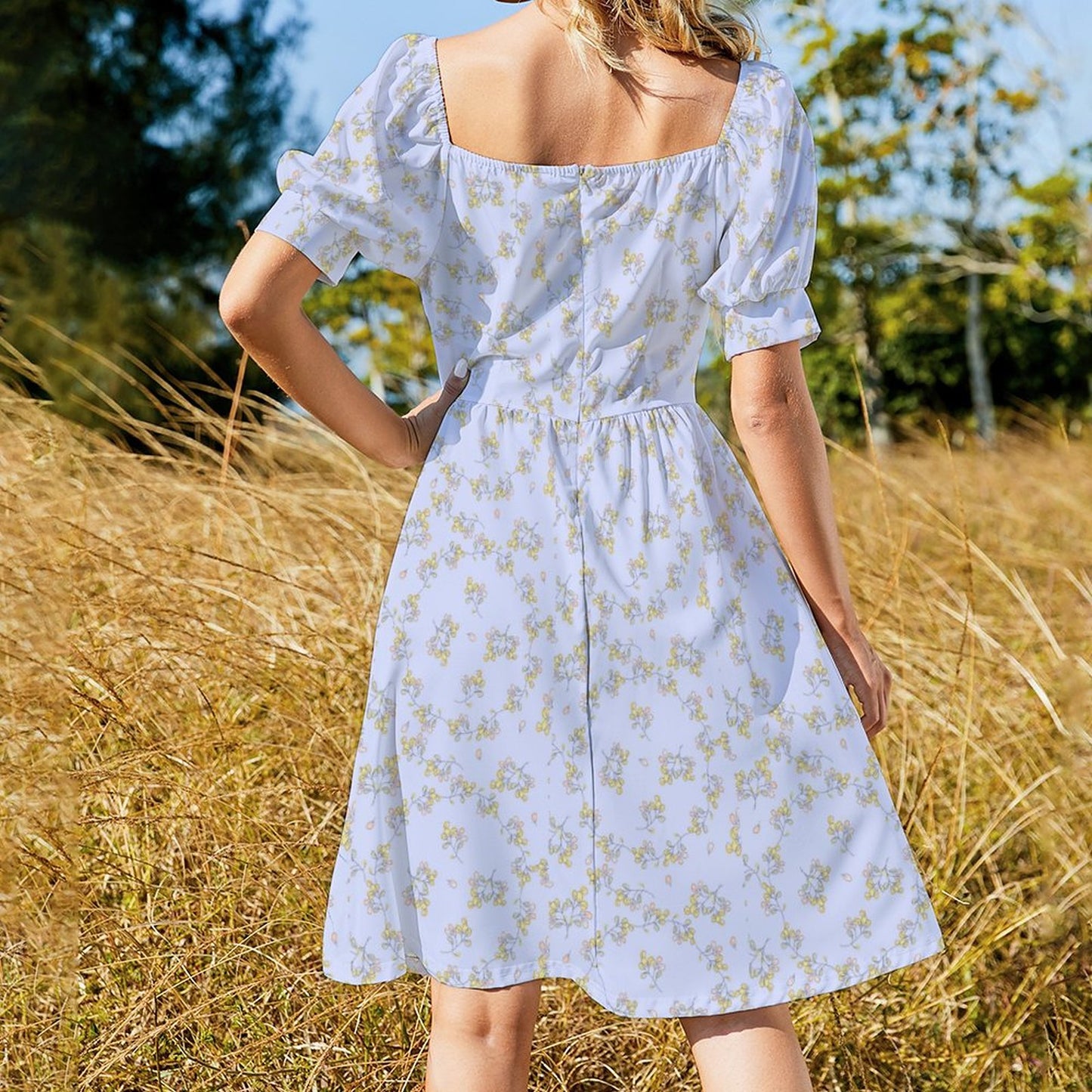 Short Sleeve V Neck Lovely Dress