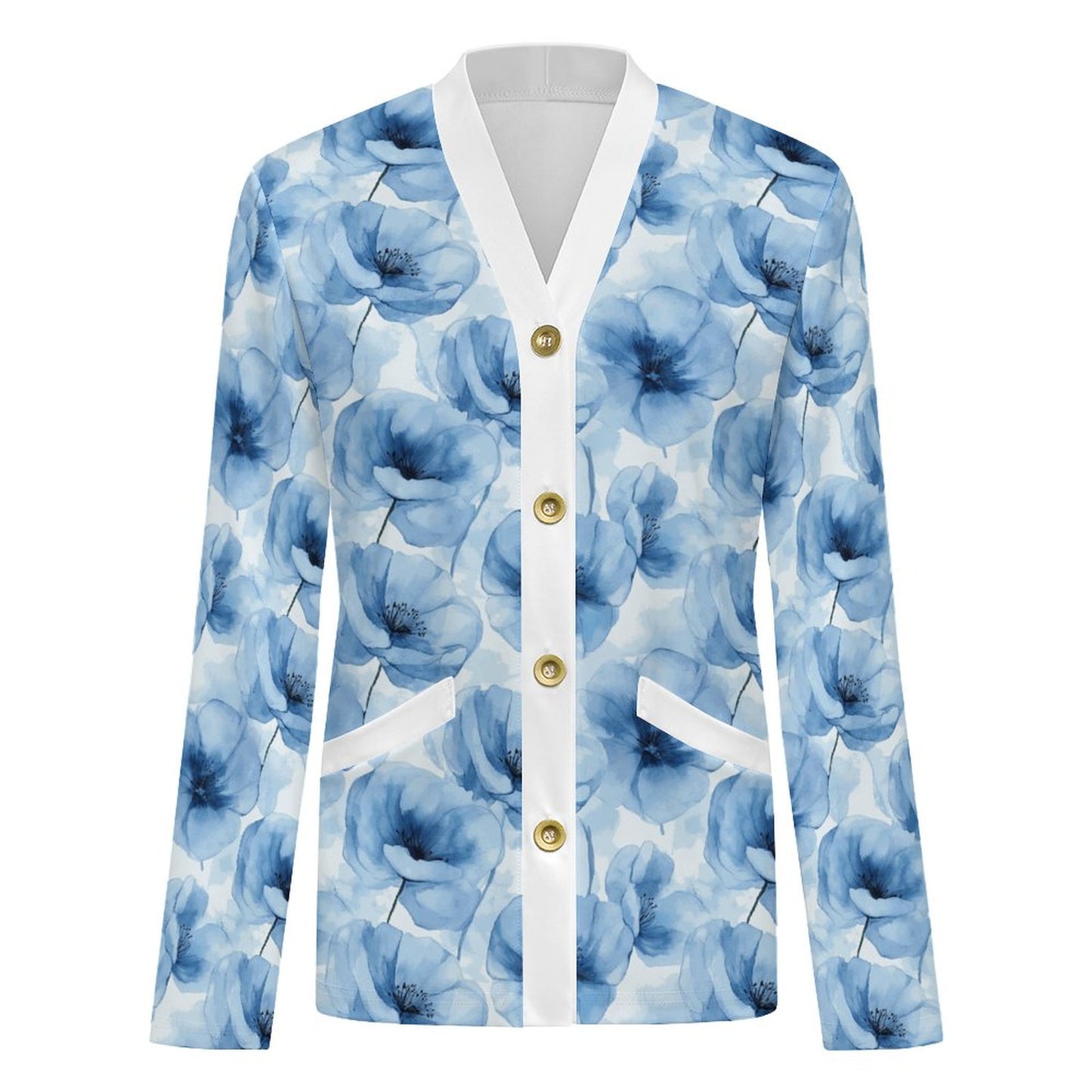 Women's Lightweight Cardigan Blue Flowers