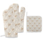 Oven Mitts & Pot Holder Set of 3 Ribbons