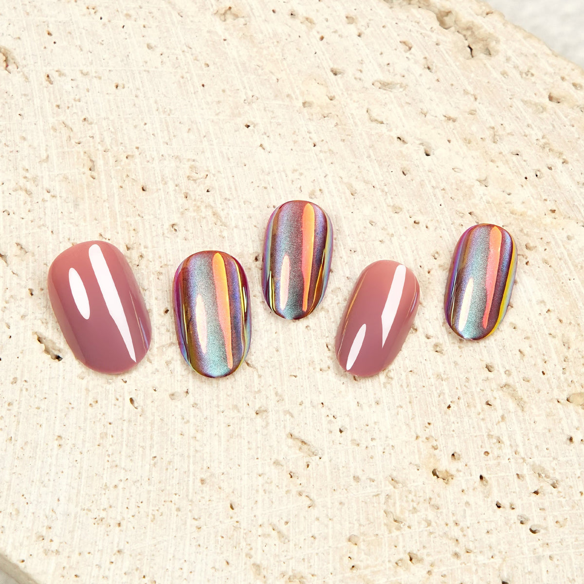 Mirror Chrome Glow Short Nail Set – Image 3