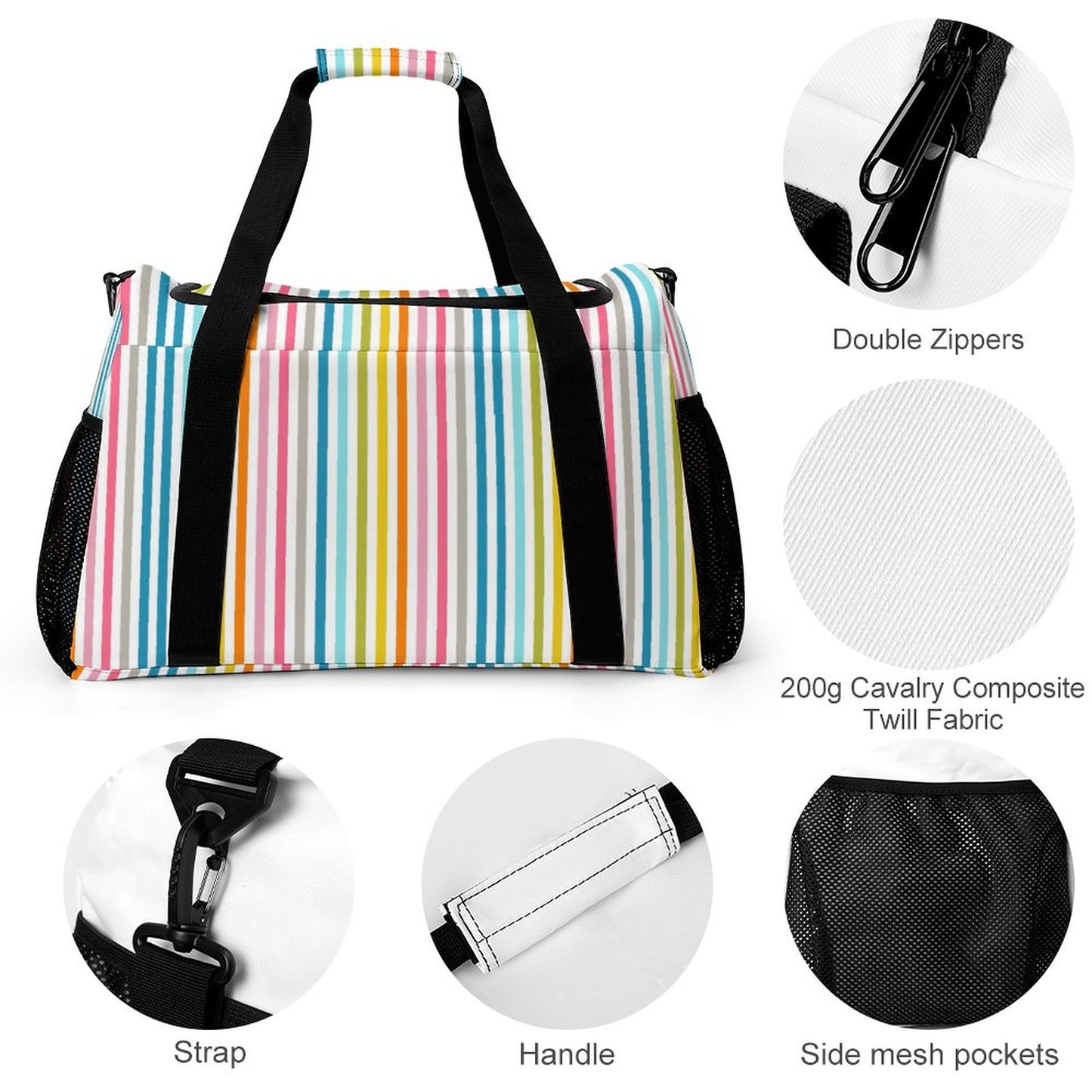 Travel Duffel Bag  - Rainbow striped