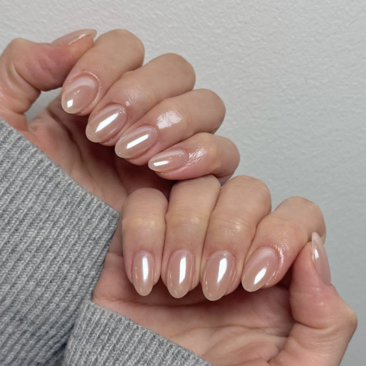French Minimalist Nude Pink Almond Short Press On Nails