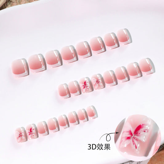 "Pink Butterfly Elegance" - Precision Crafted Press-On Nails – Image 2