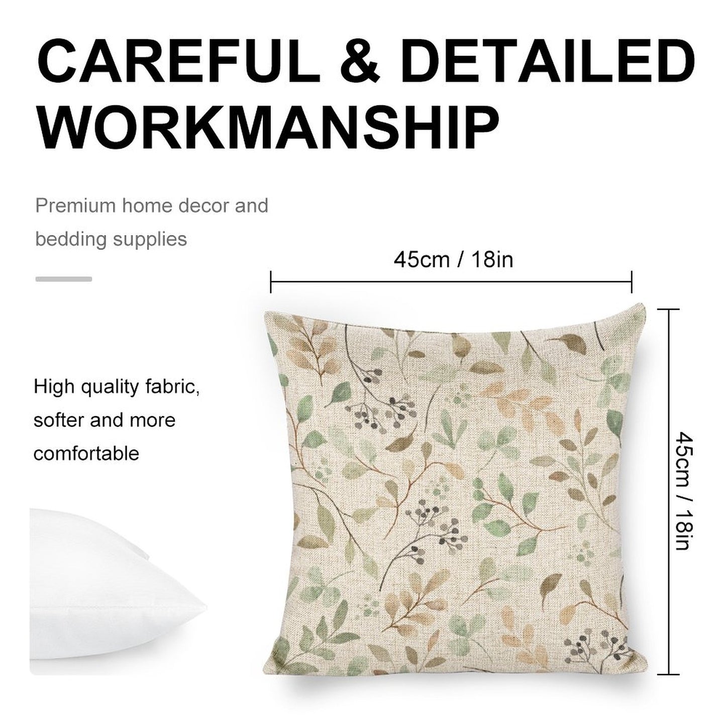 Personalized Photo Pillowcases (Pillow Excluded) (Dual-sided Printing) - leaves and vines