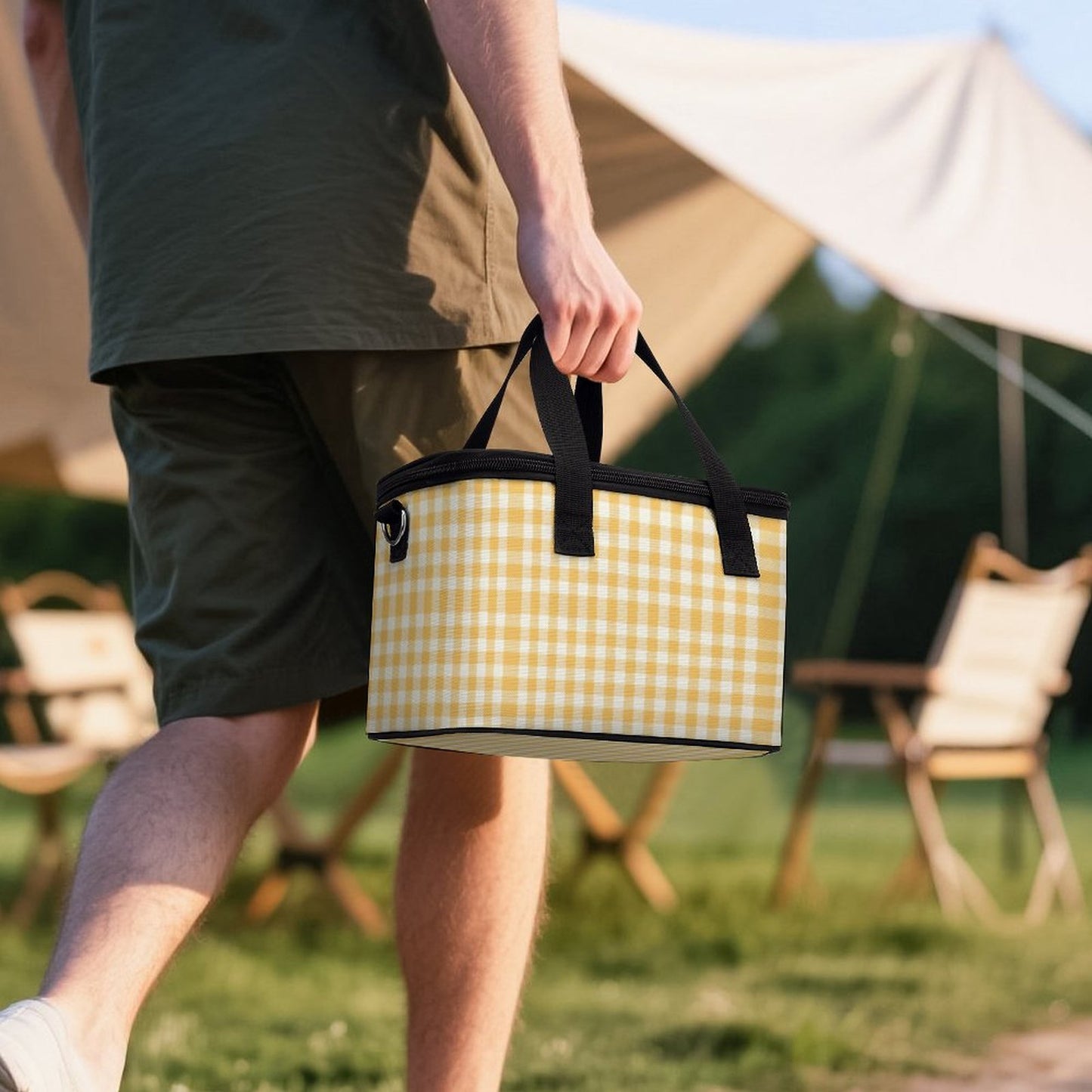 Portable Cooler / lunch Bag yellow and white