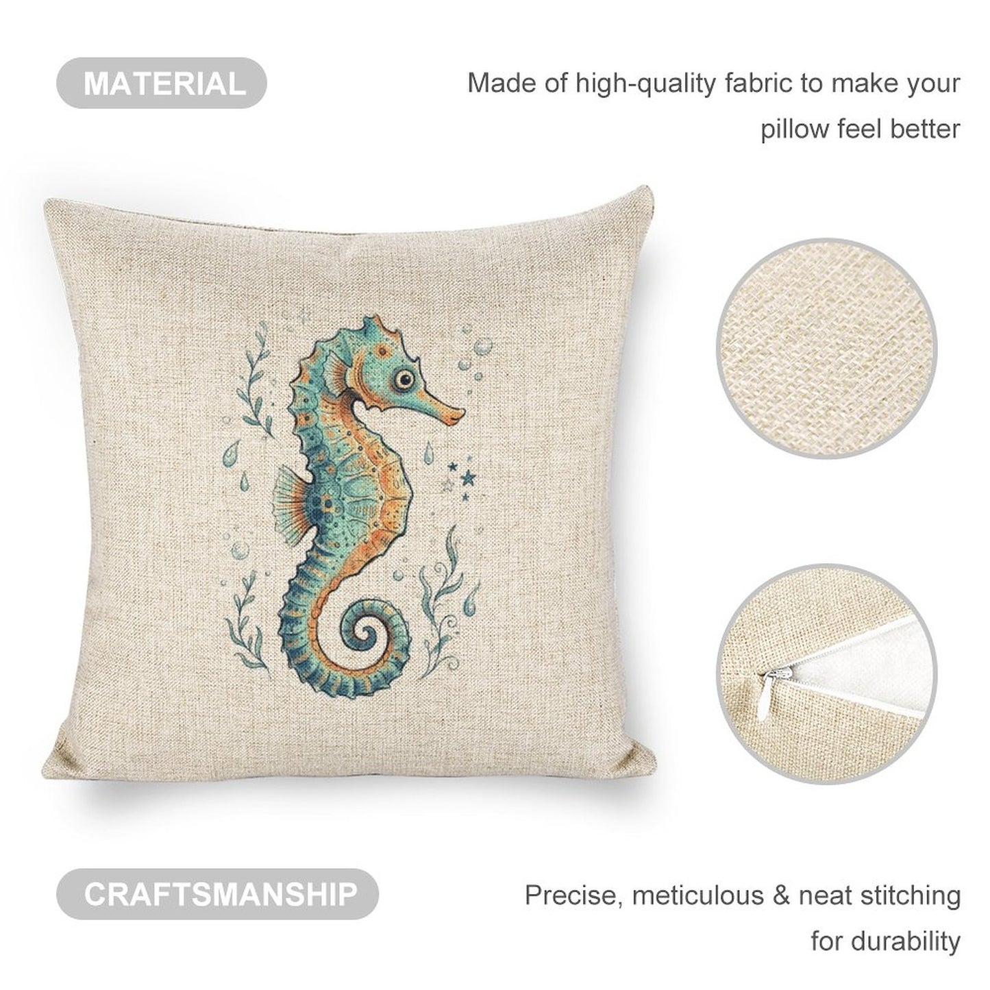 Personalized Photo Pillowcases (Pillow Excluded) (Dual-sided Printing) - Seahorse