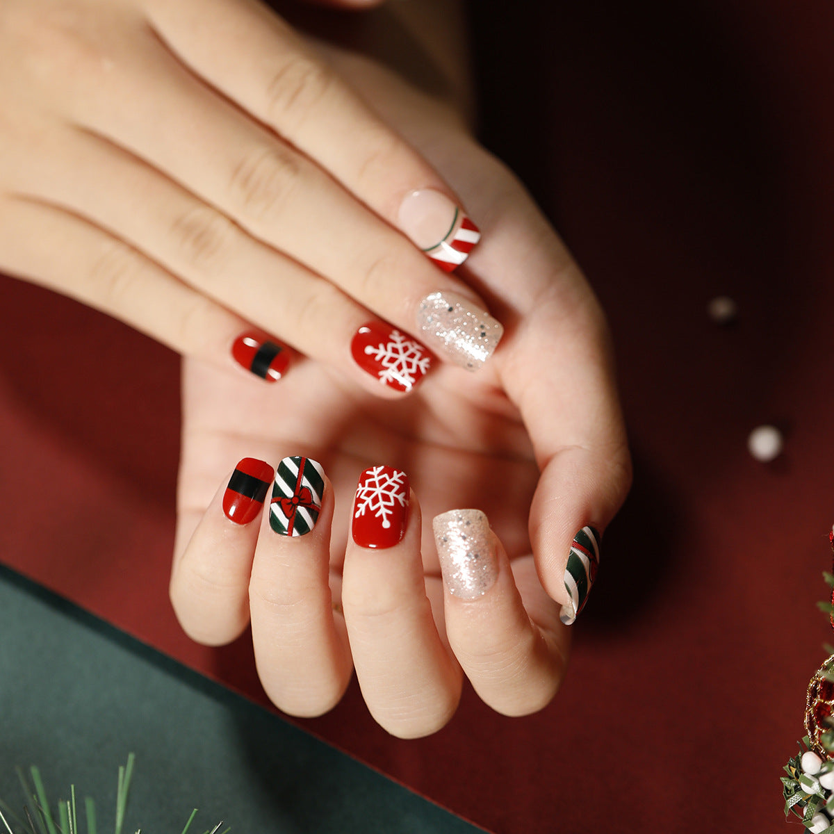 Art Finished Christmas Series Flat Nail False Nail 365nails – Image 7