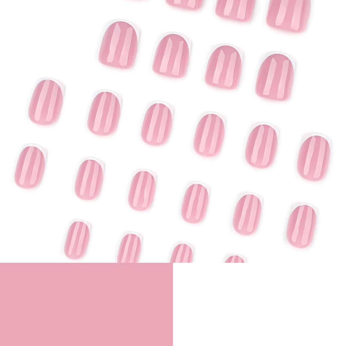 Classic French white edge wearing nail piece Short square nail piece Simple press on nails Fake nails – Image 4