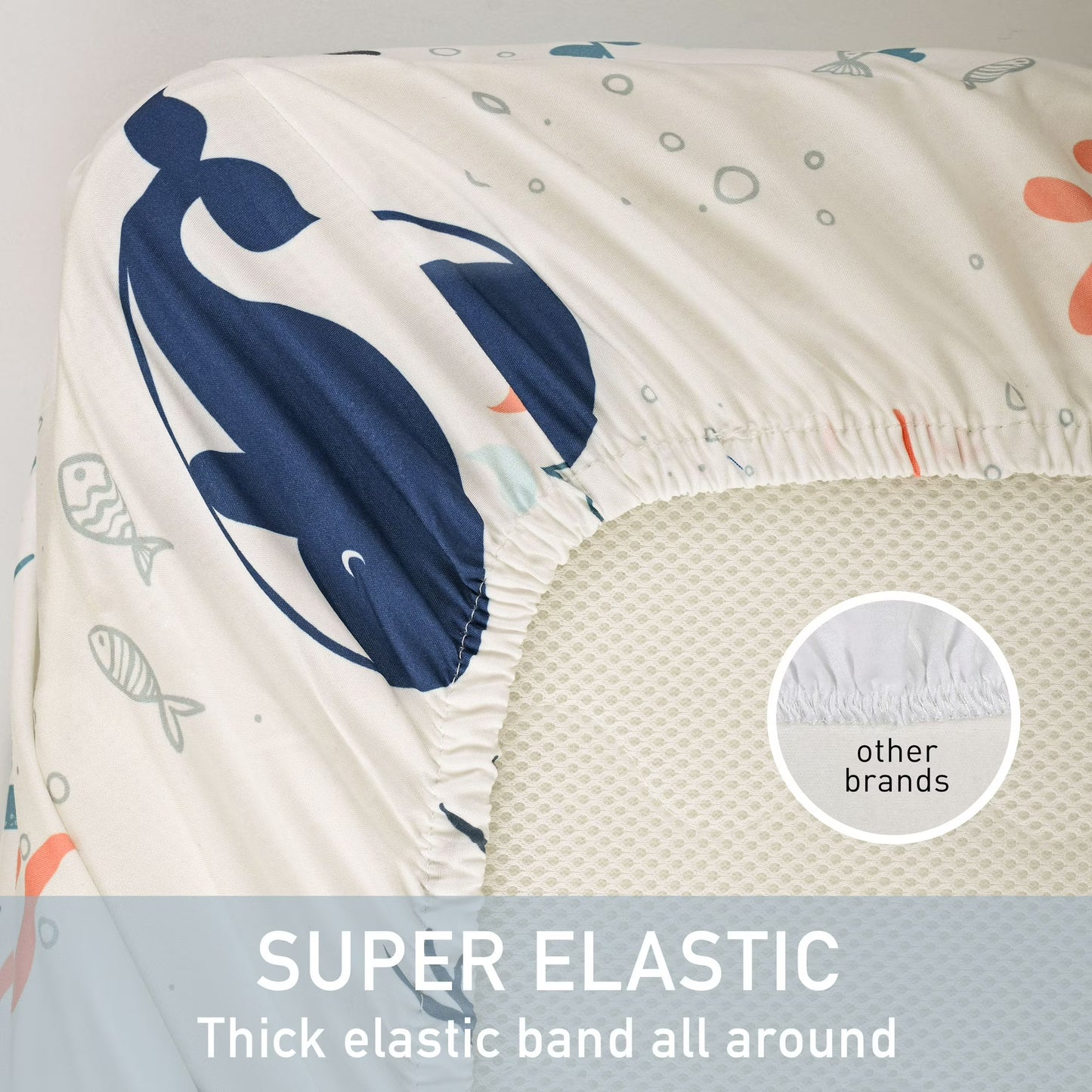 Baby Crib Sheets, Organic Fitted Elastic Toddler Bed Crib Mattress Sheets 52"x28"x9",Blue Ocean