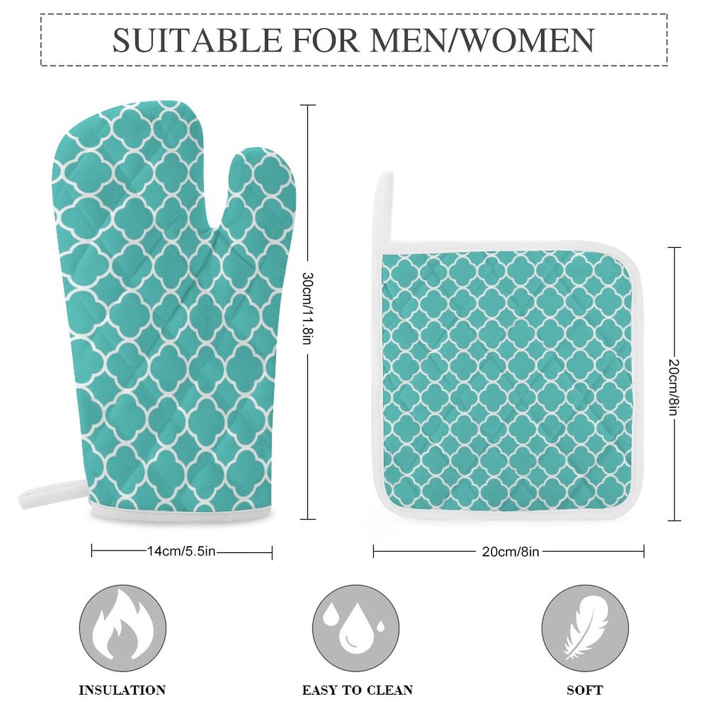 Oven Mitts & Pot Holder Set of 3 Teal