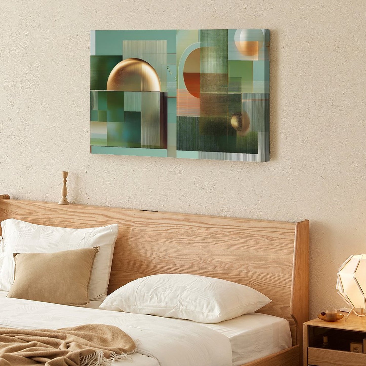 Vintage Framed Canvas Wall Art Print–Large Wood Frame for Living Room