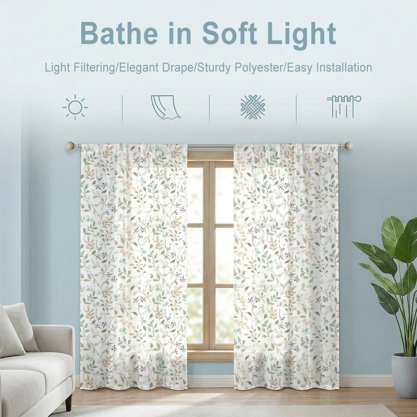 Sheer Curtain Flowers Vines