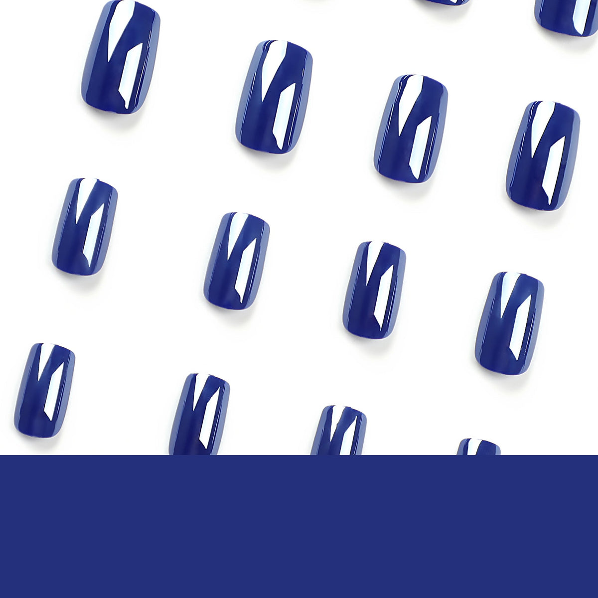 Blue press on nails manicure rectangular fake nails nails piece solid color nails piece press on nails piece nails – Image 4
