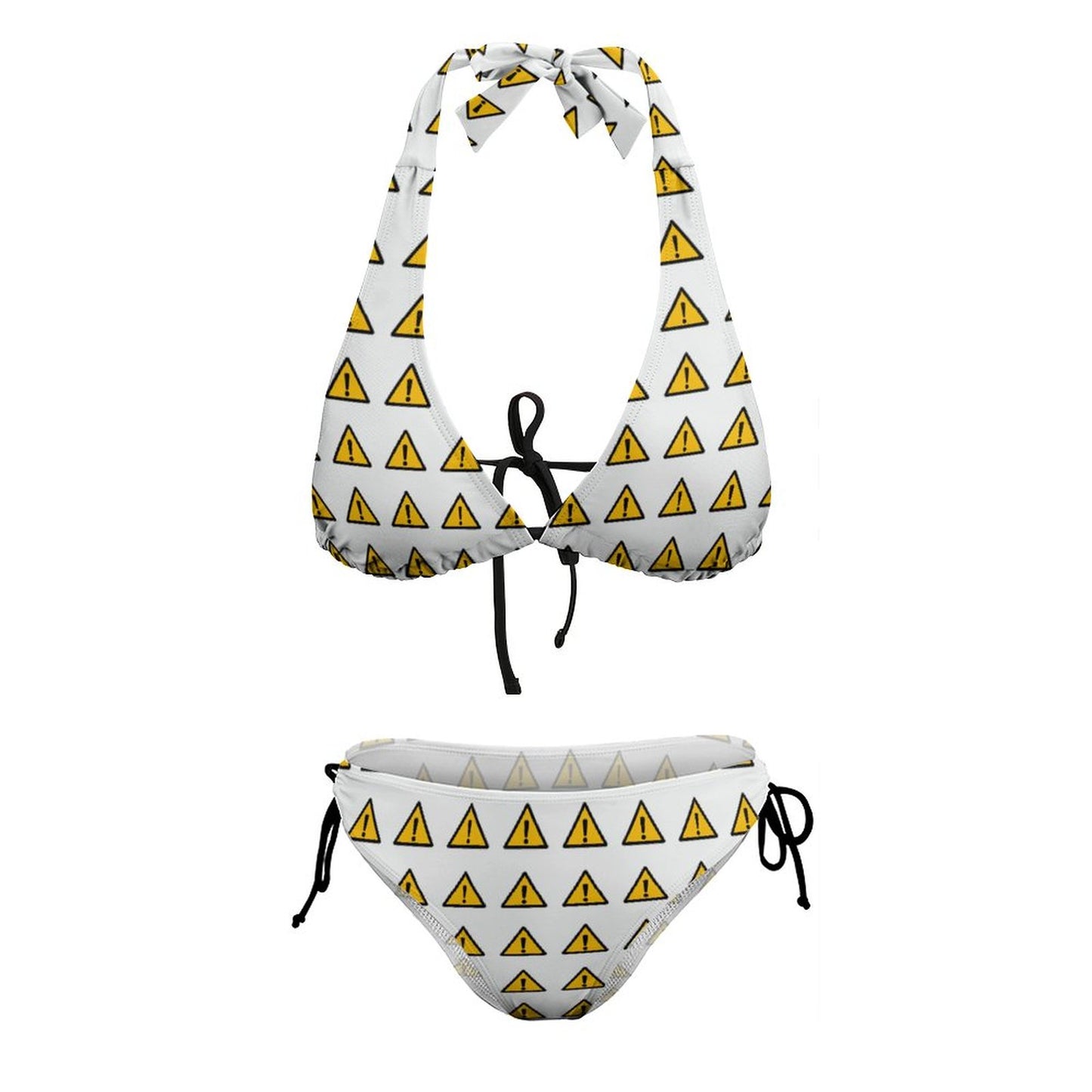 Two Piece Halter Swimsuit Caution
