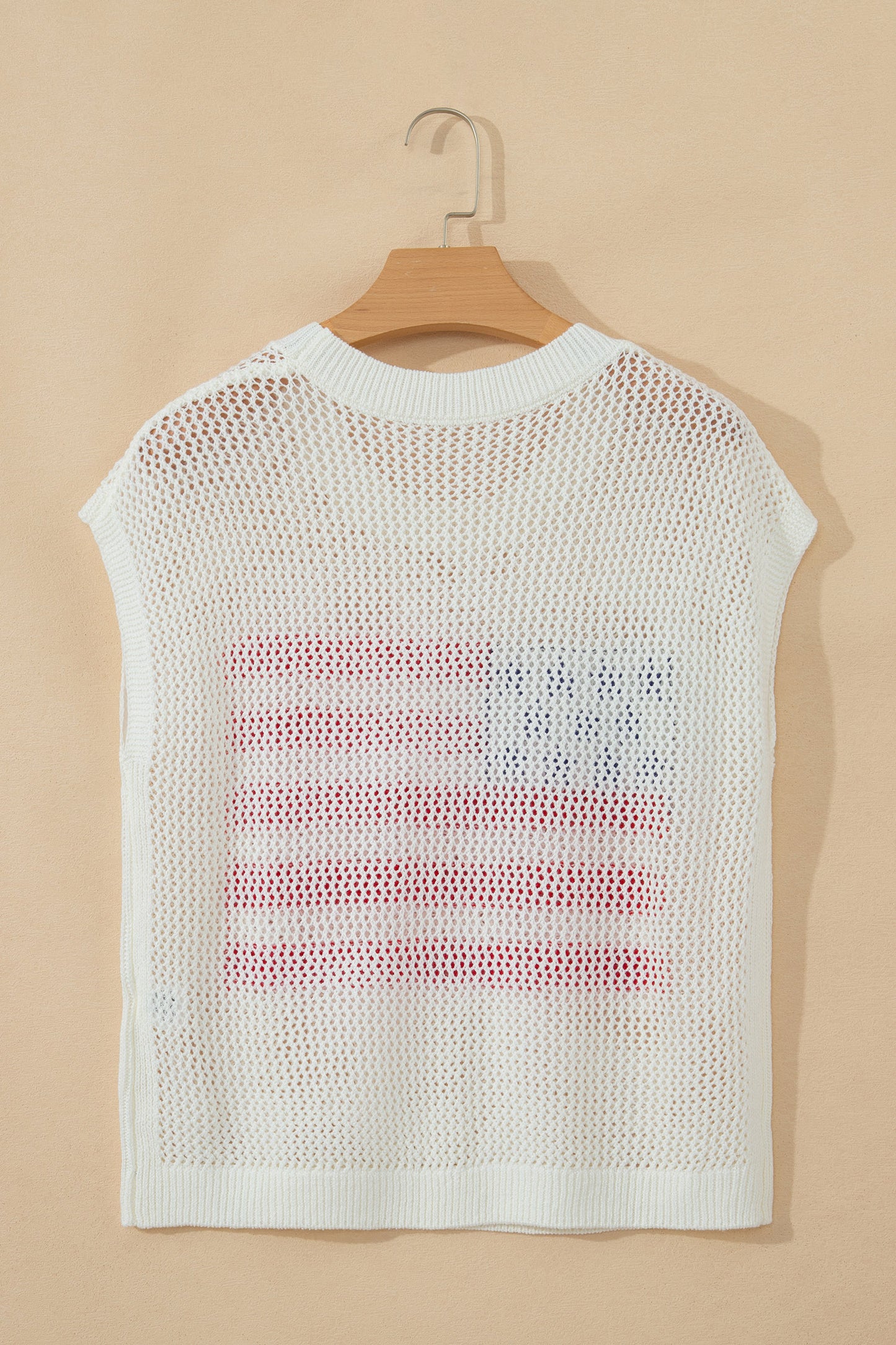 White Flag Graphic Short Sleeve Sweater Top