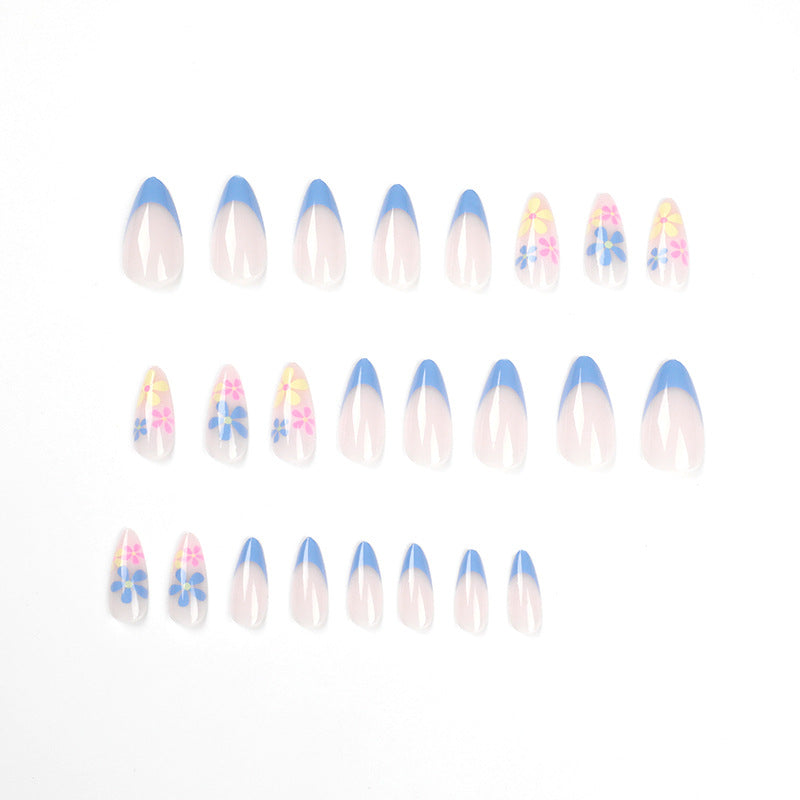 Blue Edge French Simple Flower Press on nails Wholesale Press on nails Nail Nail Nail 365nails – Image 2