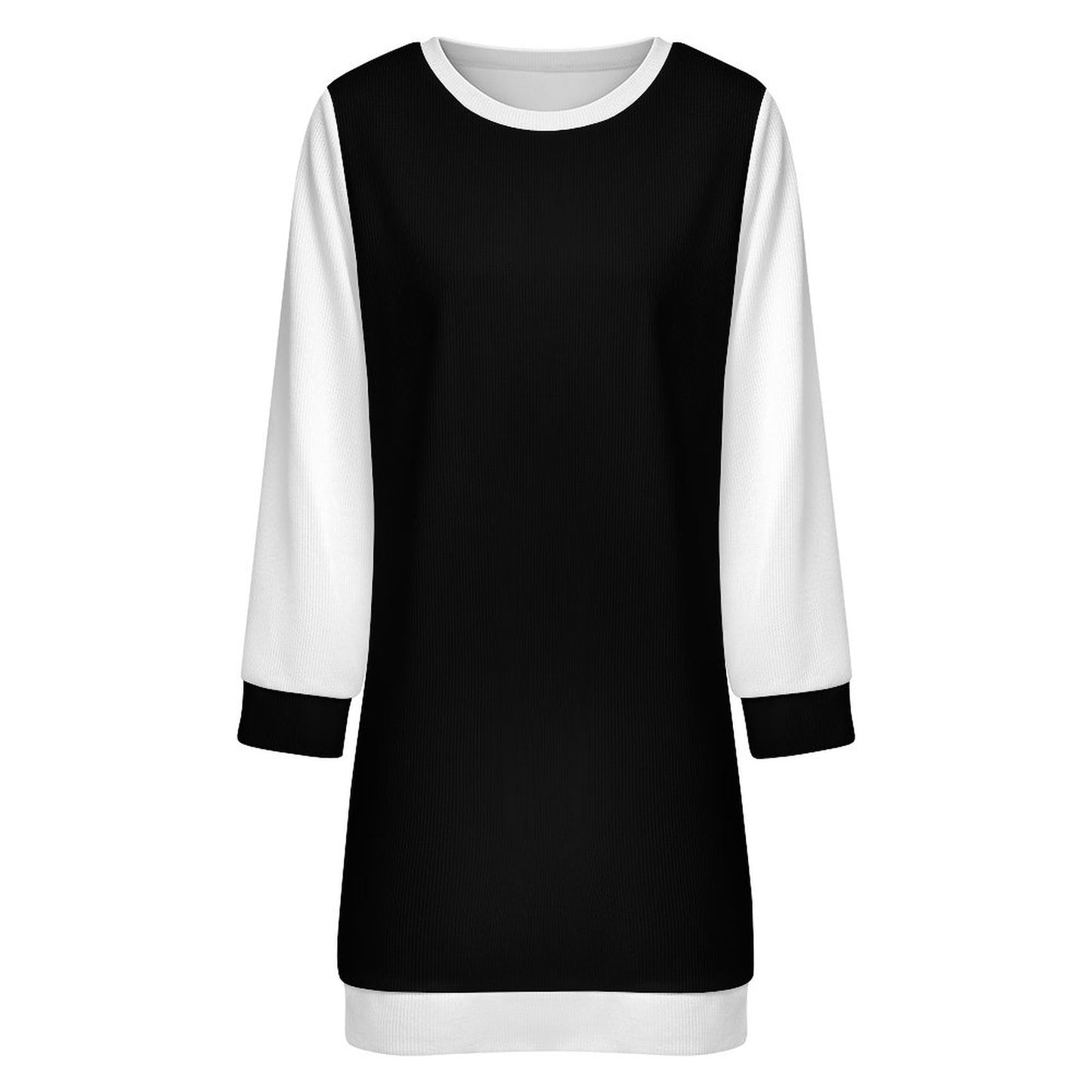 Women's Long Sleeve Sweater Dress Tan, Black and White