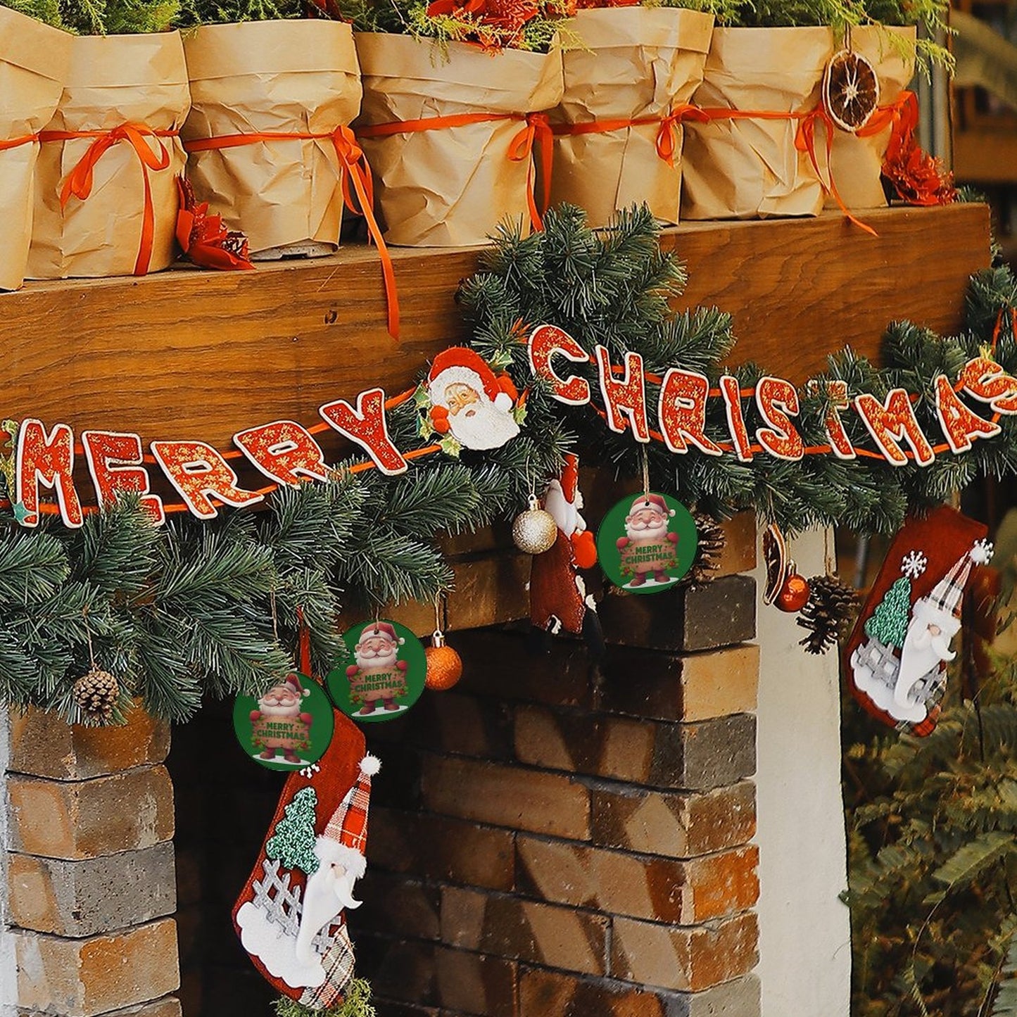 Round Ceramic Christmas Decorations (Matte Surface)