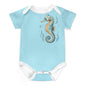 Faux Cotton Short Sleeve Baby Romper Marine