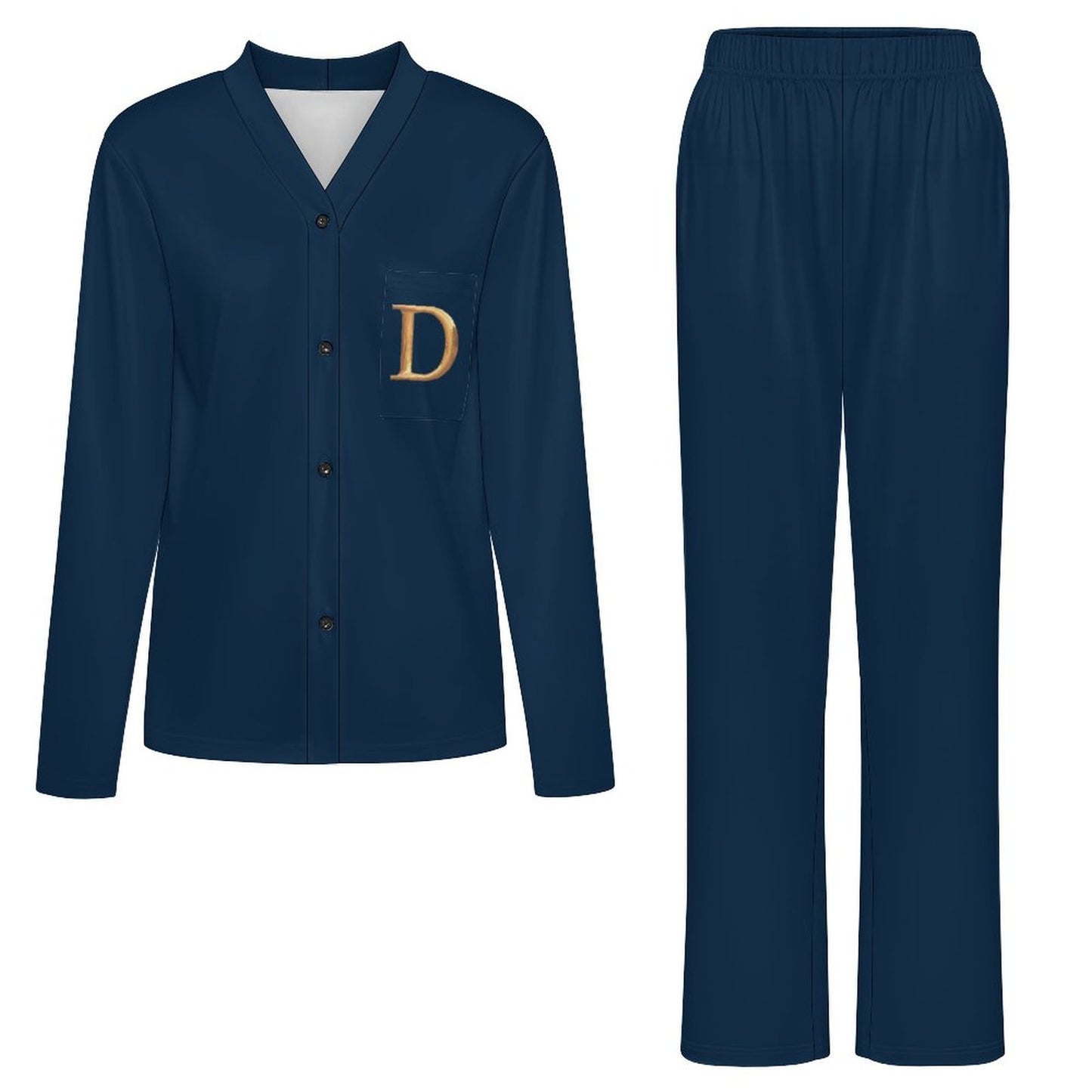 Super Comfy Women's V-Neck Pajama Set Letter D