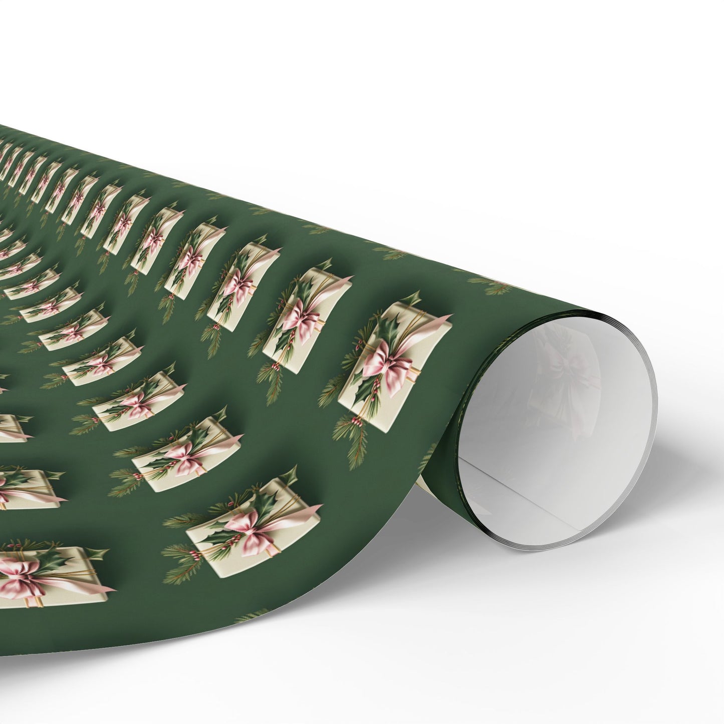 Holiday Floral Gift Wrap — Green Lily Pattern Wrapping Paper Roll