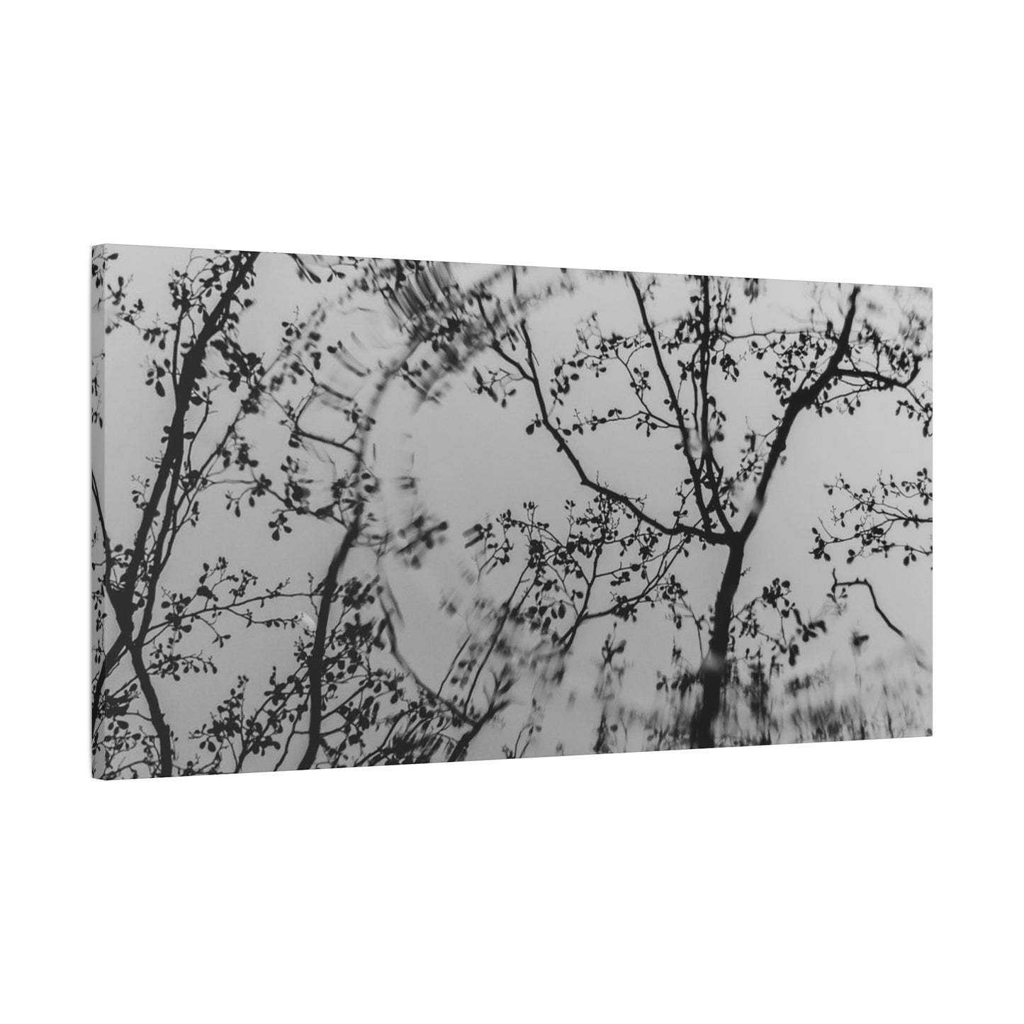 Canvas Wall Art — Monochrome Blurred Ferris Wheel with Tree Silhouettes