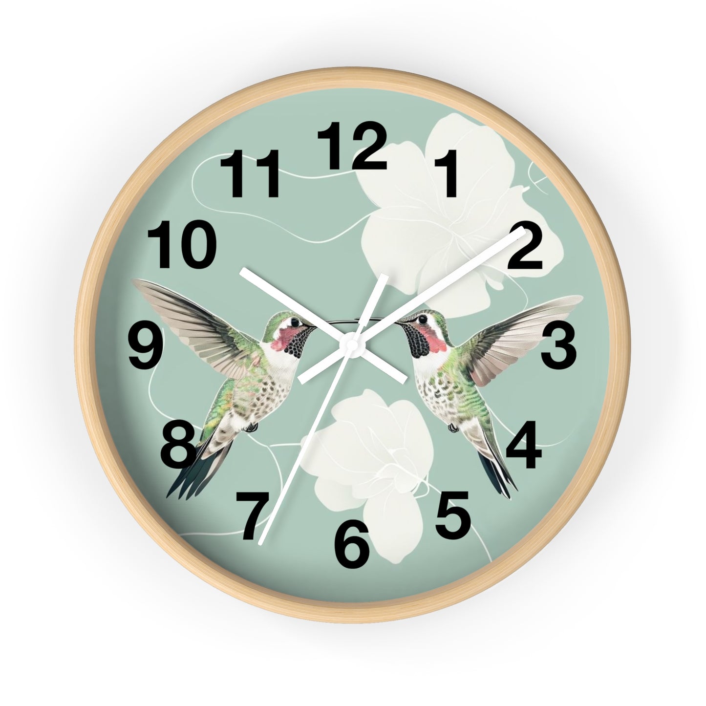 Hummingbird Floral Wall Clock | Mint Bird Clock