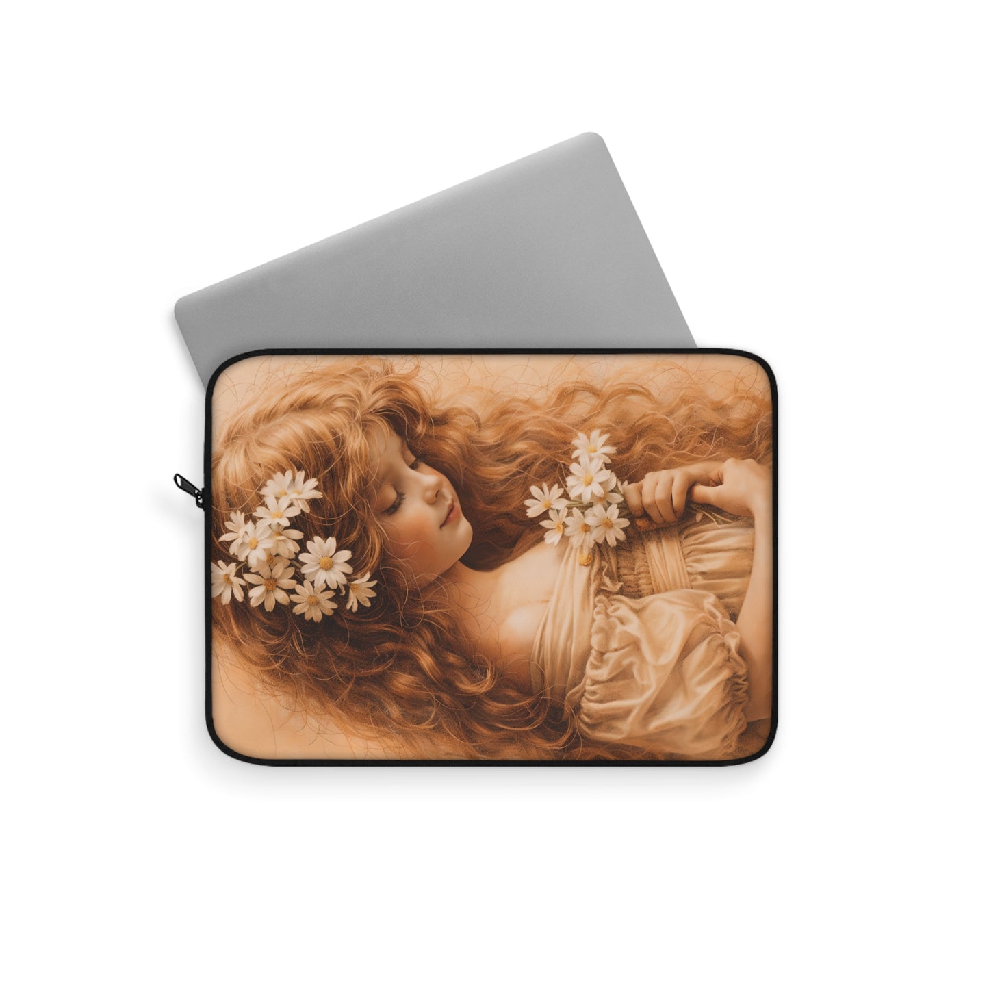Vintage Floral Laptop Sleeve — Ethereal Sleeping Maiden Design