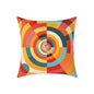 Retro Geometric Throw Pillow — Colorful Target Circle Design