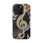 Music Notes Magnetic Impact-Resistant Phone Case — Gold Treble Clef Design