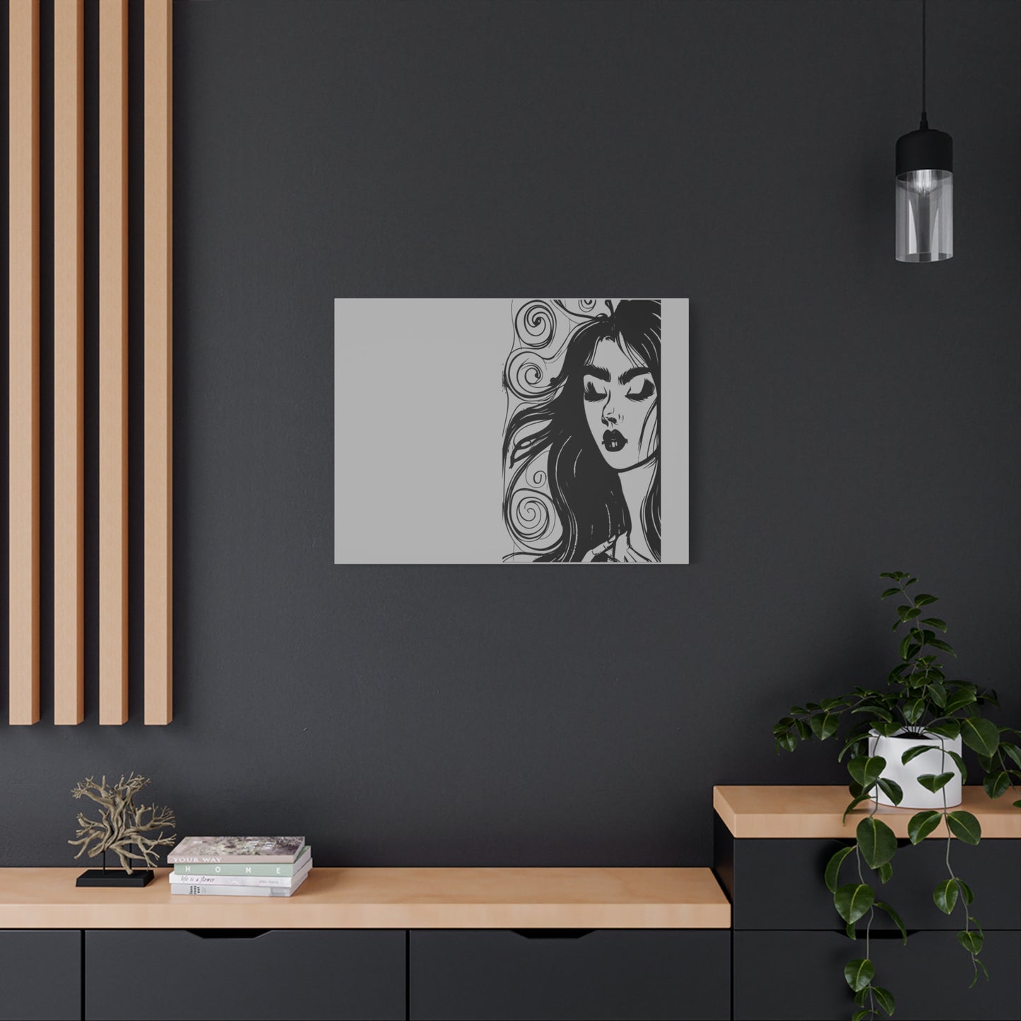 Gothic Woman Portrait Canvas Art — Matte Stretched Wall Decor