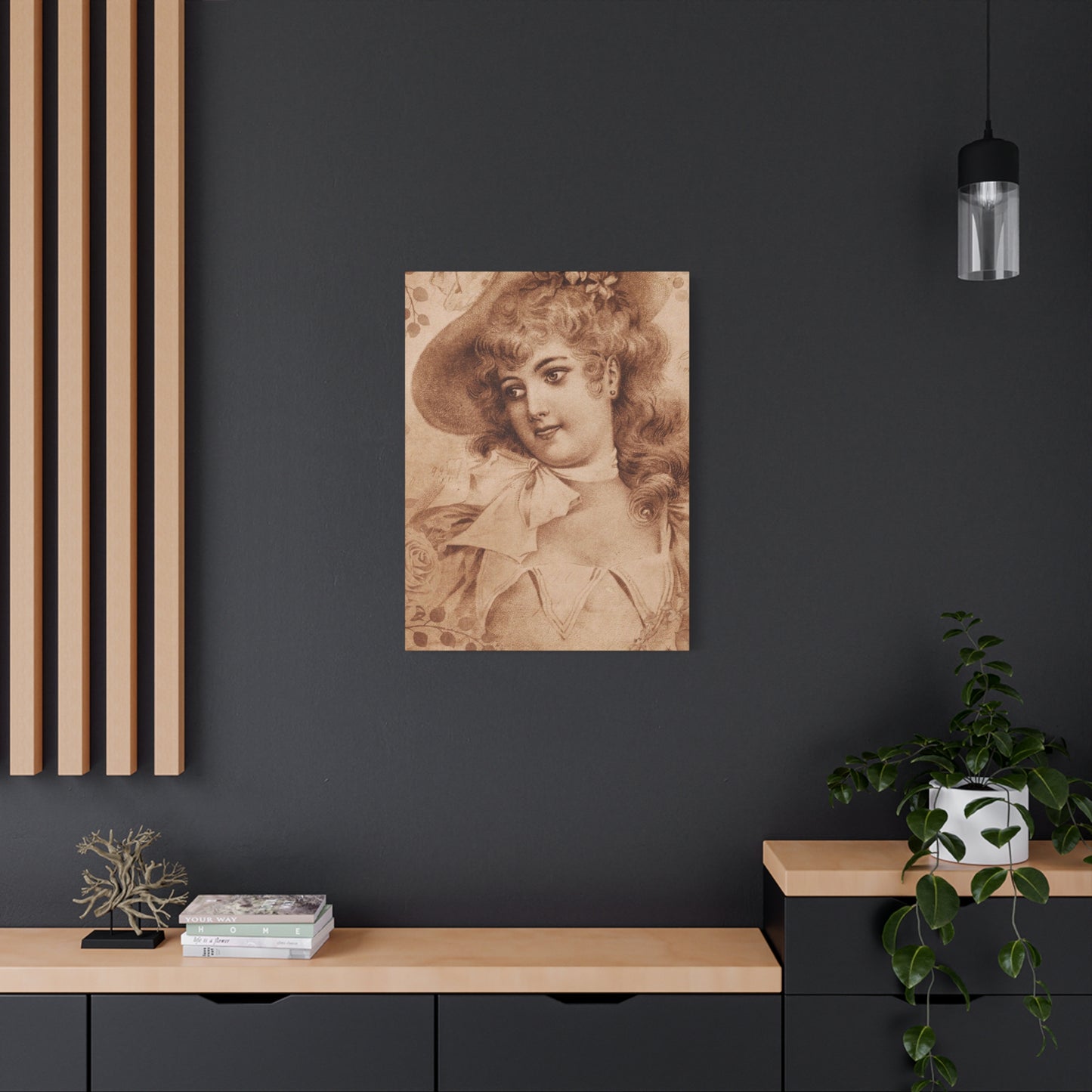 Vintage Sepia Portrait Canvas — Romantic Victorian Lady Matte Wall Art