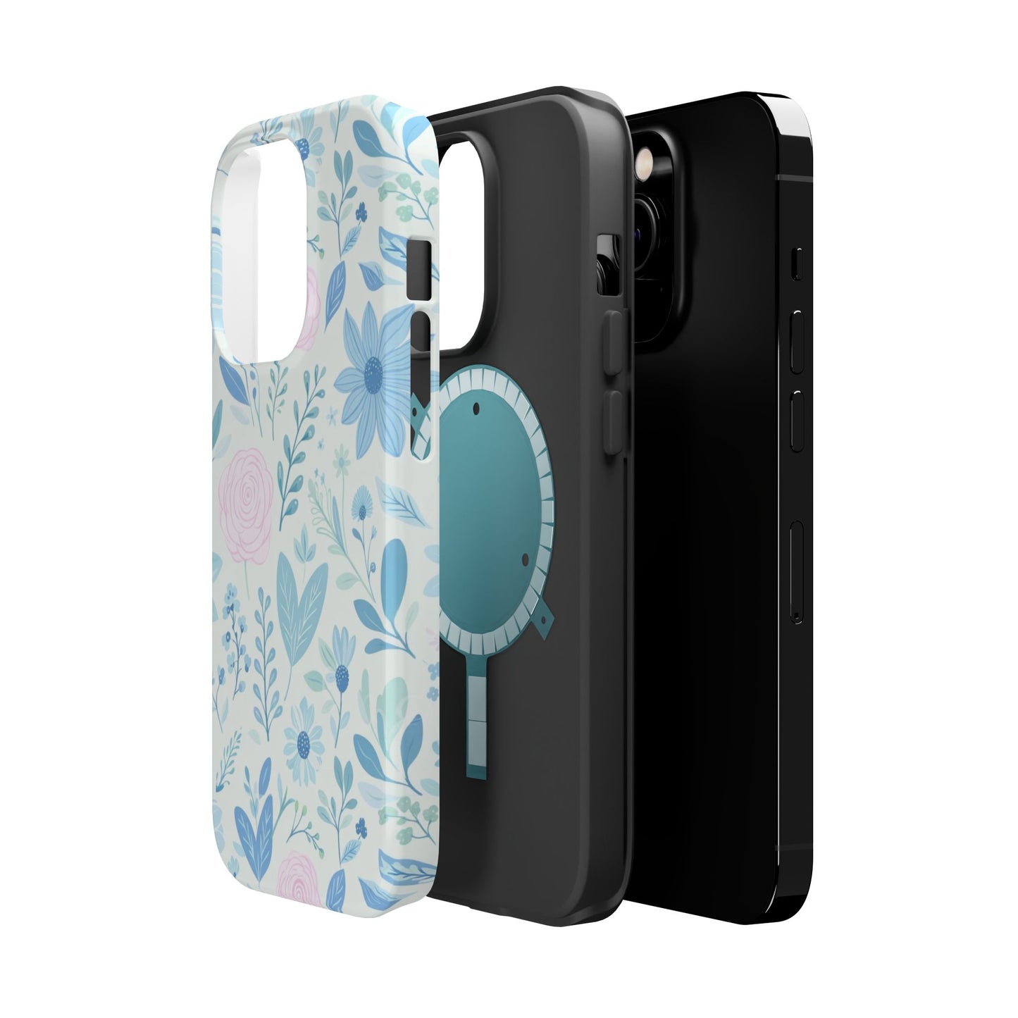 Floral Pastel Magnetic Impact Phone Case — Blue & Pink Botanical Design
