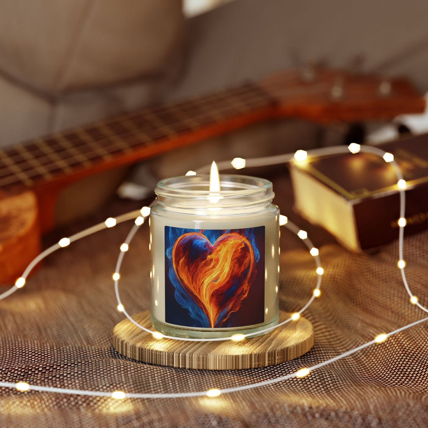 Coconut Apricot Scented Candle — Fiery Heart Jar (4oz/9oz)