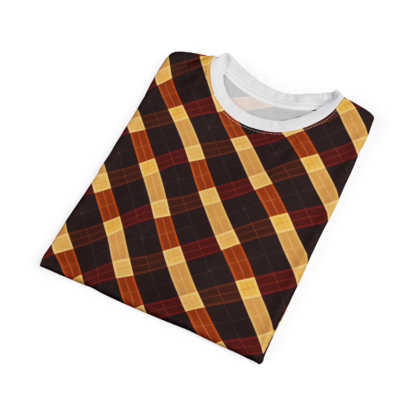 Plaid Diagonal Tee — Autumn Brown & Mustard All-Over Print T-Shirt