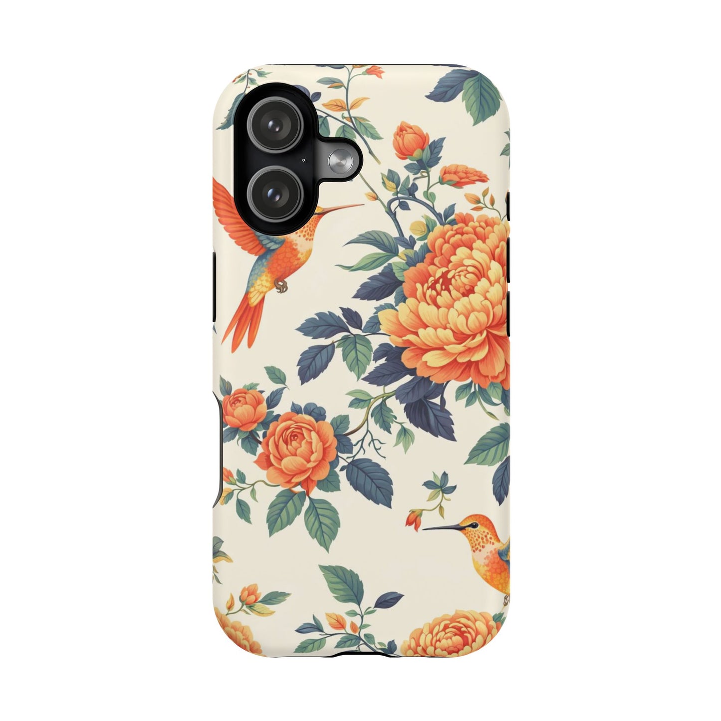 Floral Hummingbird Magnetic Phone Case — Impact-Resistant Protective Cover