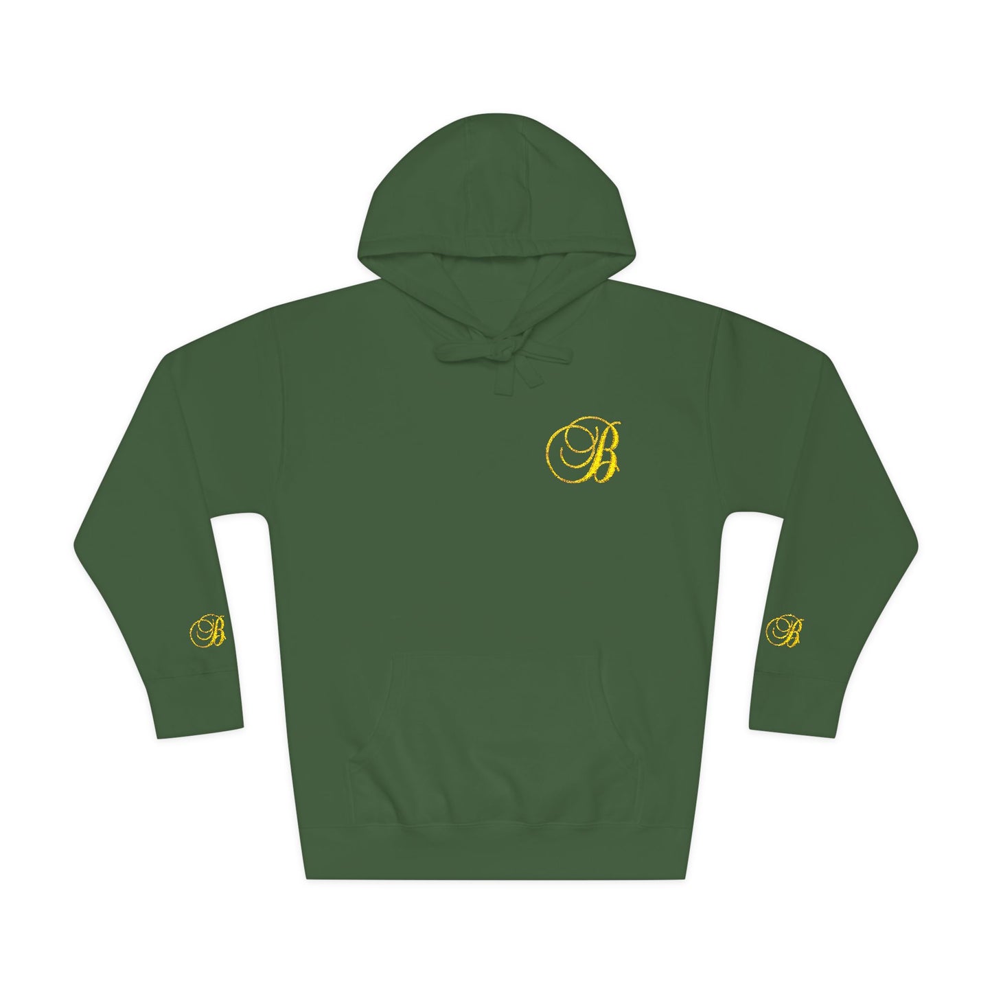 Coral Gold Floral Initial Hoodie — Monogram 'B' Casual Pullover