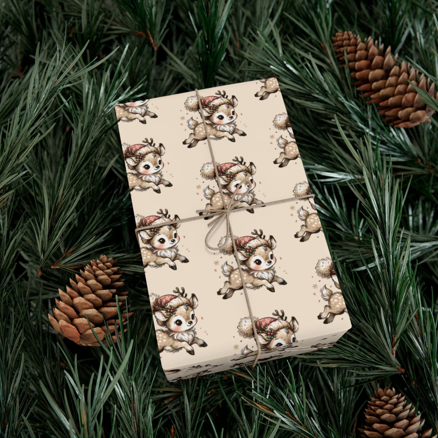 Gift Wrap Paper — Cute Retro Teddy Bear Pattern (Neutral Beige)