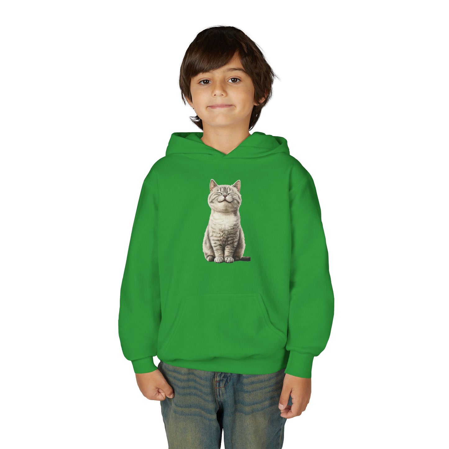 Kids Cat Hoodie – Cute Sitting Kitten Youth Hooded Sweatshirt