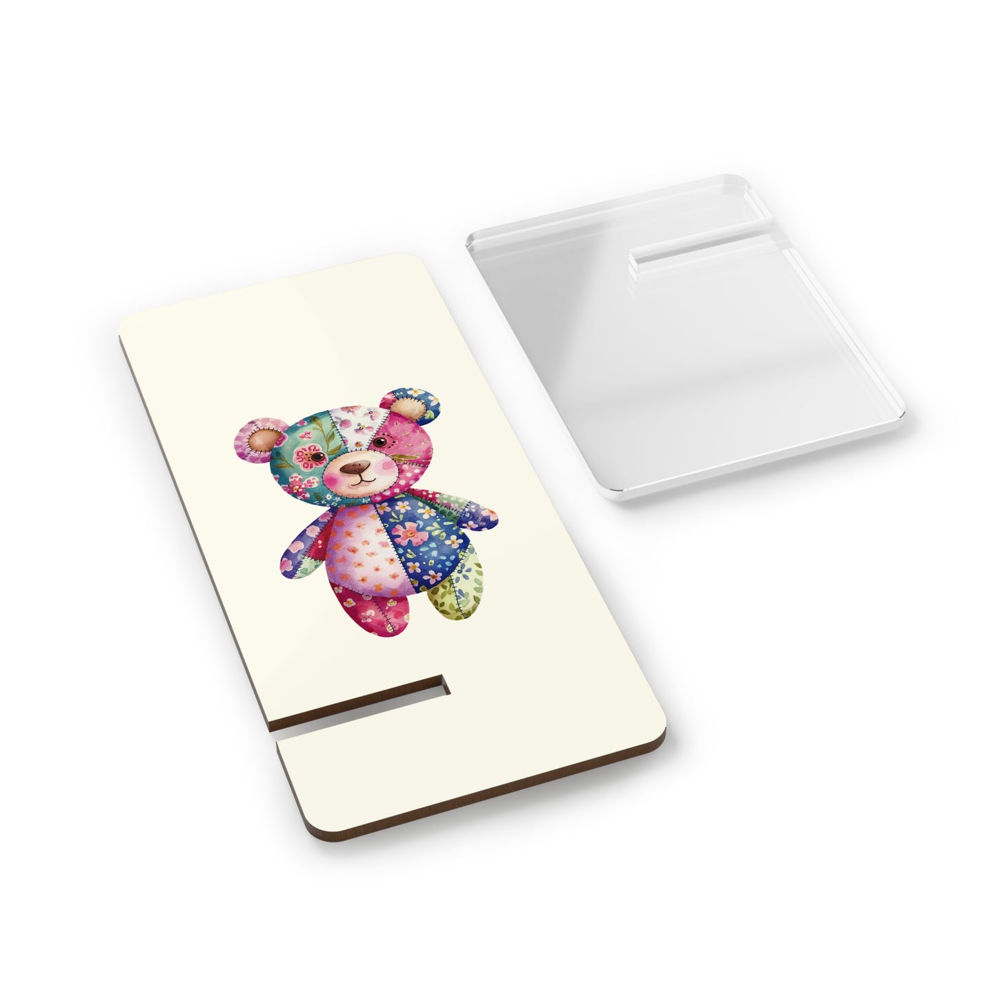 Phone Stand — Cute Patchwork Teddy Mobile Display Stand