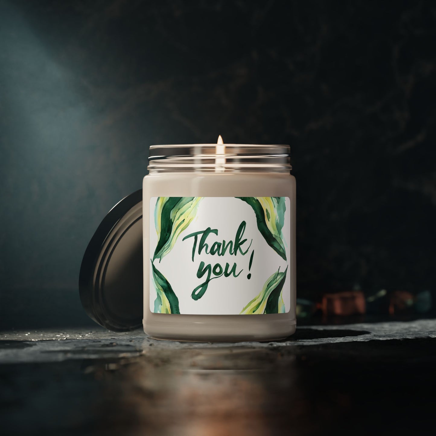 Thank You Scented Soy Candle — 9oz Green Botanical Appreciation Candle