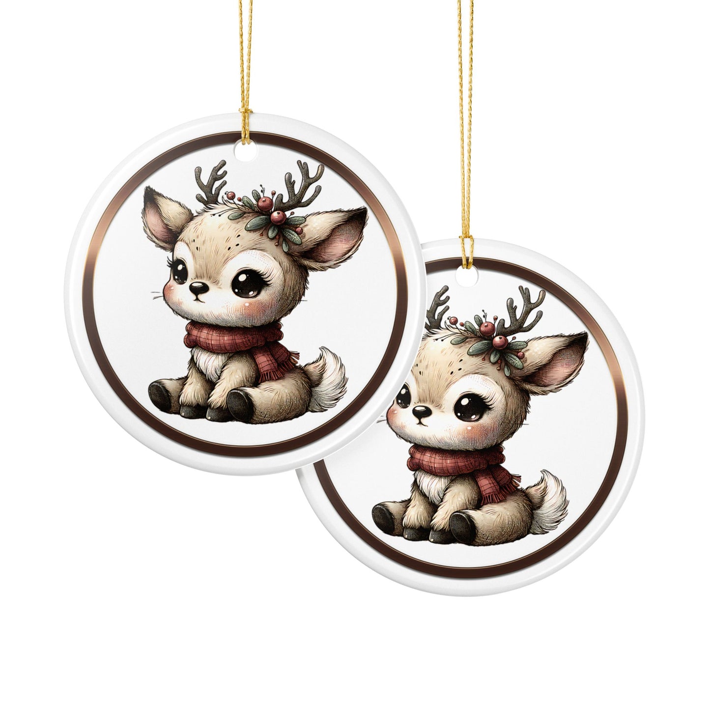 Cute Baby Reindeer Ceramic Ornament — Christmas Tree Decoration