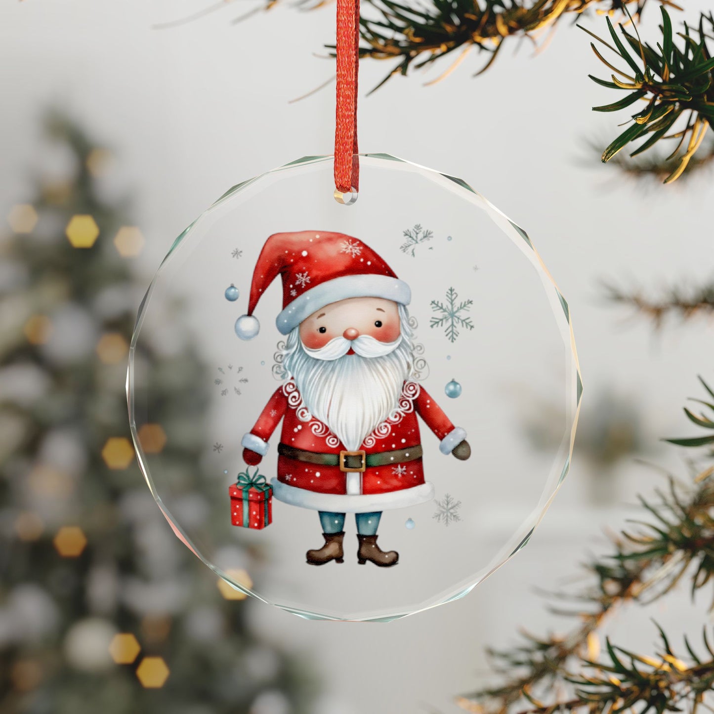 Heart Crystal Ornament — Cute Santa Claus Holiday Glass Decoration